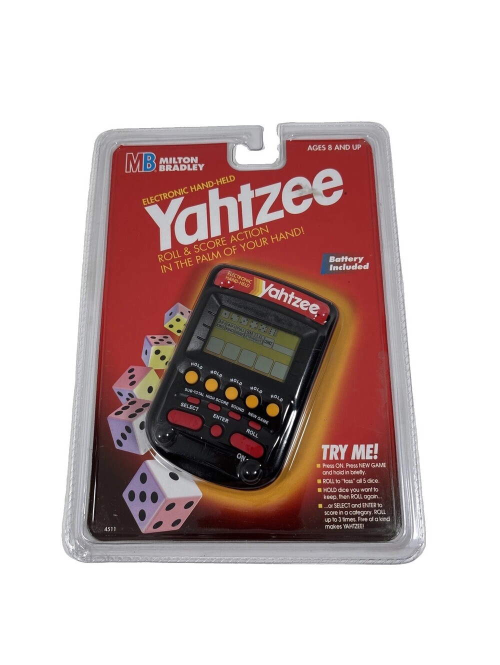 Yahtzee Electronic Handheld Game Milton Bradley Hasbro 1995 New Sealed